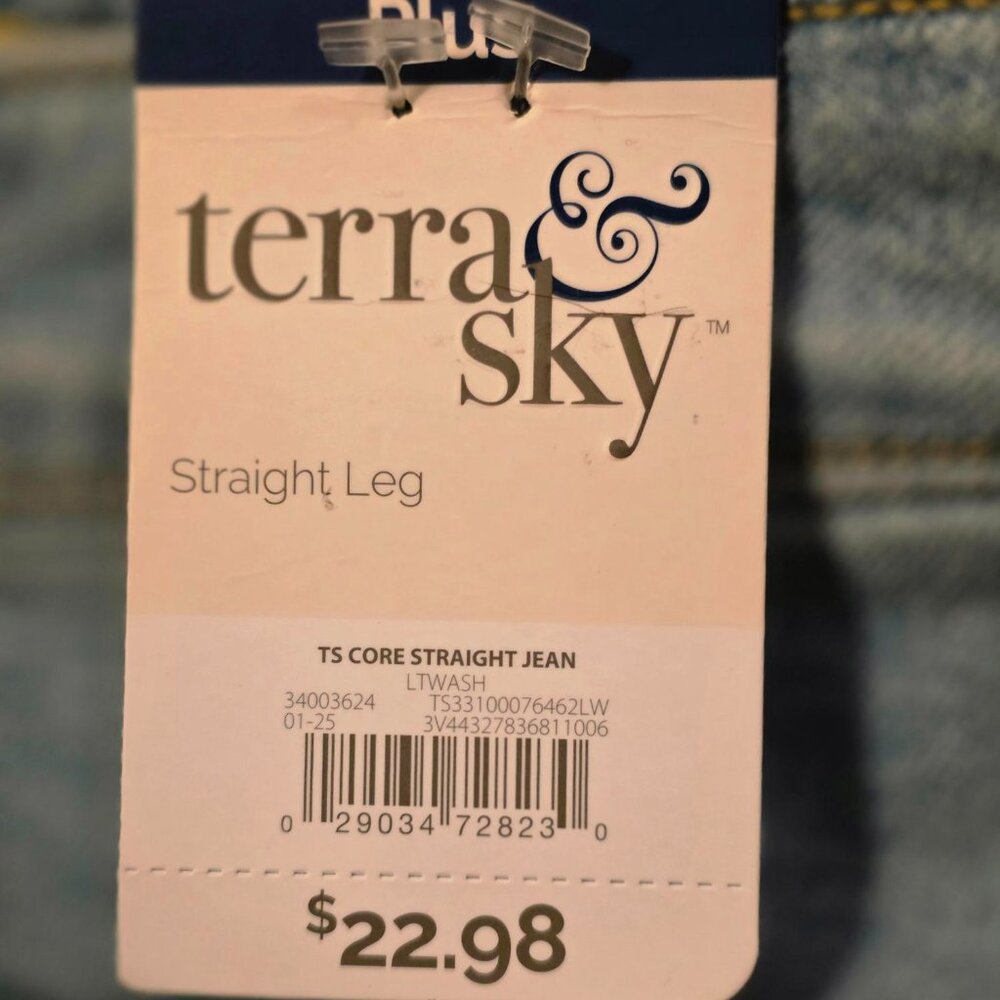 TERRA & SKY WOMENS JEANS PLUS SIZE 26W PETITE NWT STRAIGHT LEG - Picture 3 of 6